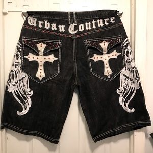Victorious Urban Couture Mens Graphic Denim Shorts